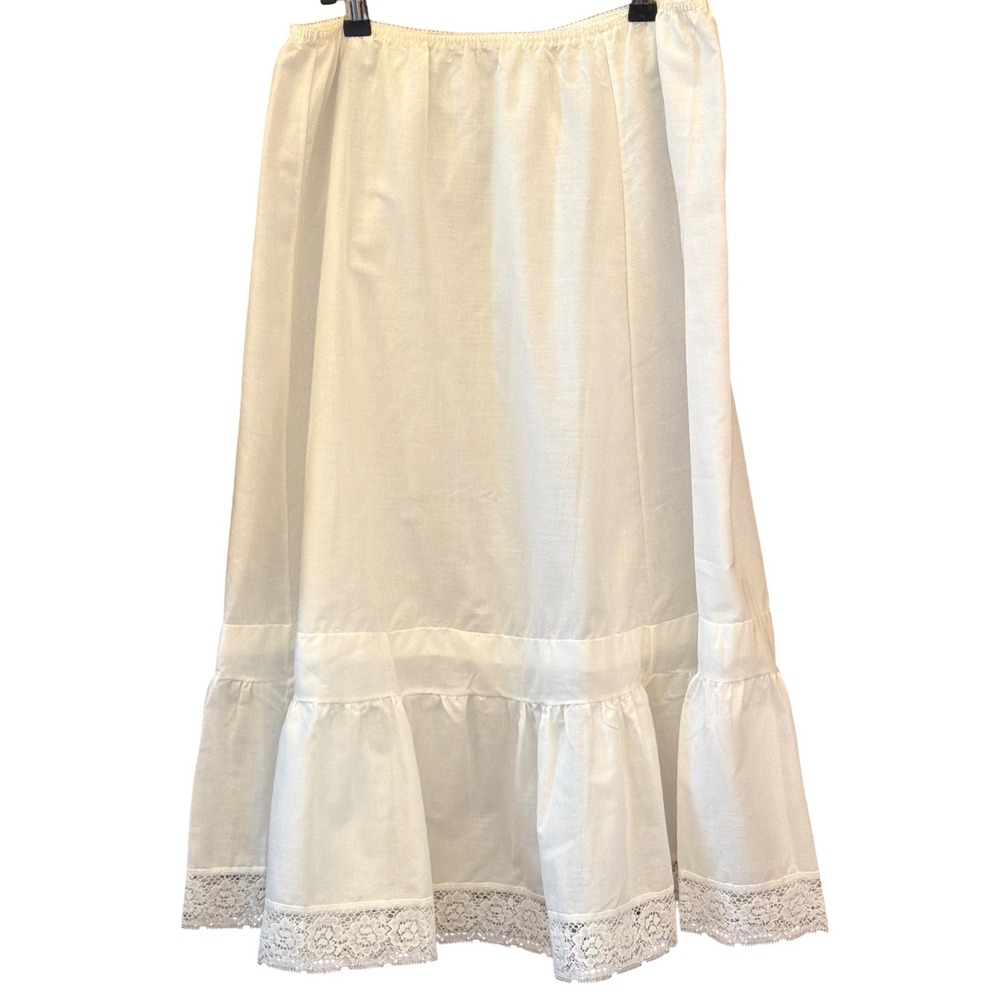 Vintage White Half Slip Skirt Cottagecore Victorian Coquete Lace Trim Prairie